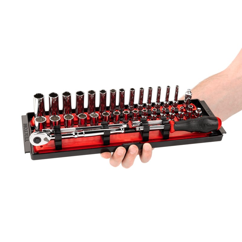 TEKTON 1/4 Inch Drive 12-Point Socket and Ratchet Set with