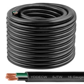 YDDECW 100ft 16/3 16 AWG SJTW 300V Wire (3 Conductor) - 16 Gauge SJTW Cable with UV-Resistant Jacket for Motor Leads, Battery Chargers and Machine - 3 Conductor - 100 Feet Electrical Wire
