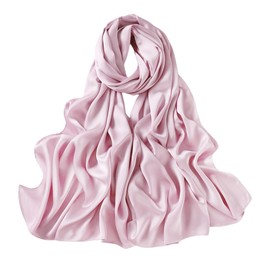 Lina & Lily Women's Silky Satin Scarf Shawl Wrap for Wedding Evening Dress (Light Pink)