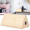 LED Digital Alarm Clock Multipurpose Wooden Clock with Voice Control
