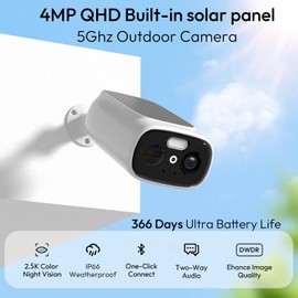 2pcs 2.4G/5G WiFi Cameras for Home Security with Embedded Solar Panel,2.5K Solar Security Cameras Wireless Outdoor with Color Night Vision,2-Way Talk,Siren,IP66, Cloud/SD, AI Detection,W/Alexa