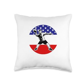 Lai Tees US Cool USA Flag Vintage Player Shirt, Dodgeball Throw Pillow, 16x16, Multicolor
