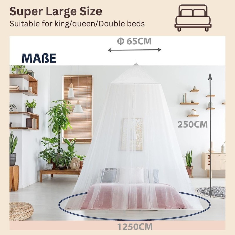 Zufio Large Mosquito Net for Bed, Queen Sized Bed Canopy