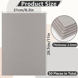 SHUESS A4 Greyboard 50 Sheets - 2500 Micron A4 (29.7 X 21 cm) Mount Board - Double-Side Grey Board - Thick Cardboard for Model Making, Thick 2.5 MM