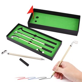 Golf Pen Set & Mini Desktop Golf Putting Green,Flag,3 Golf Club Pens & 2 Balls,Funny Golfers Unique Stocking Stuffers,for Men Dad Husband Boyfriend Golfers Gifts
