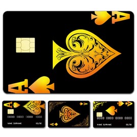 CREATCABIN 4 Styles Black Spades A Credit Card Skins Playing Ace Debit Cards Skin Sticker Cover No Bubbles Slim Bank Cards Protective Sticker PVC Waterproof for Transport Cards 18.6 x 13.7 cm