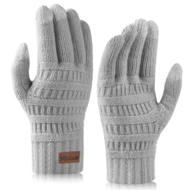 Milduall Winter Knit Touchscreen Gloves - Warm, Windproof, Elastic Cuffs, Soft Full-Finger Thermal Gloves for Men and Women, Ideal for Outdoor Running, Driving, Hiking