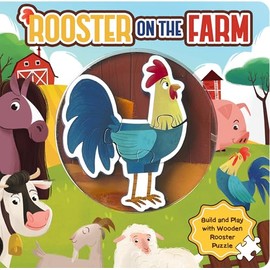 Little Hippo Books Rooster on the Farm | Interactive Toddler Toy and Book with Wooden Puzzle for Kids and Baby | Farm Puzzle Wooden Toy Plus Board ... Farm Animal Baby Book with Wooden Toy Puzzle