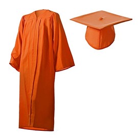 Matte Orange Graduation Cap and Gown Set in Multiple Sizes (45 (5'0"-5'2"))
