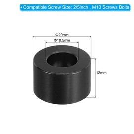 Unifizz M10 Aluminum Black 4pcs Round Metal Spacer Beads 10.5mm Inner Diameter x 20mm OD x 12mm Length Aluminum Spacer Unthreaded for M10