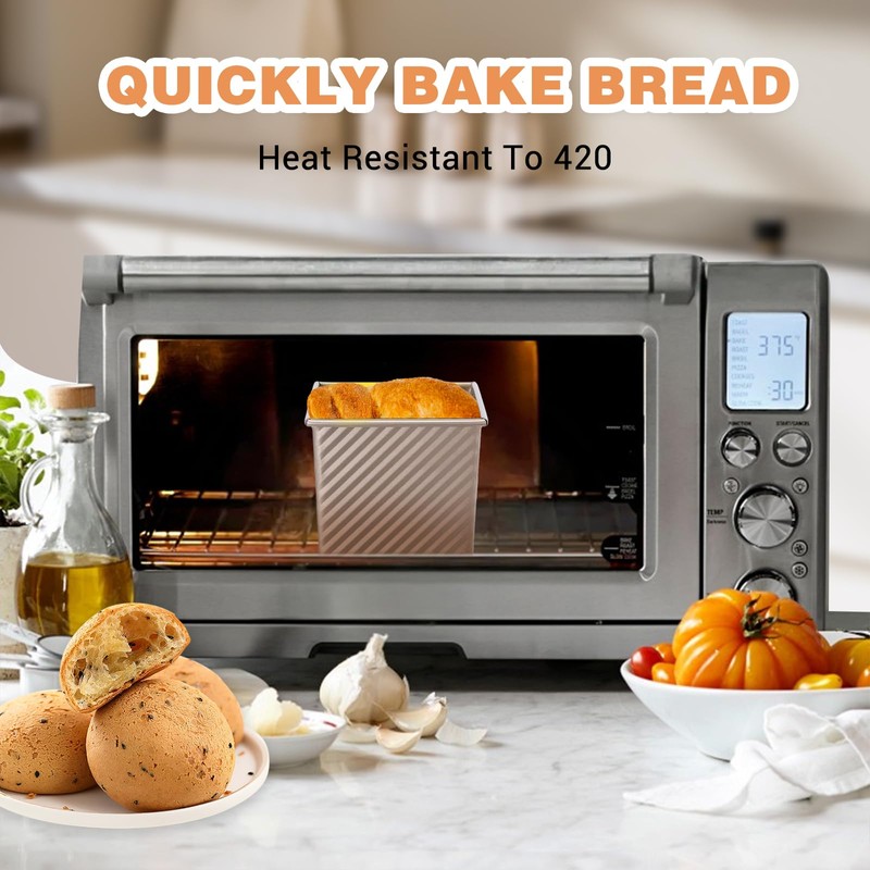 HOFURME 2 Pcs Square Nonstick Square Loaf Pan With Lid,