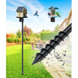 Heavy Duty Bird Feeder Pole - 73 Inch Adjustable 1 Inch Metal Bird House Pole with 14” Deep Auger Base | Outdoor Mount Kit for Bluebird Houses, Hummingbird Feeders, Smart Bird Feeder with Camera