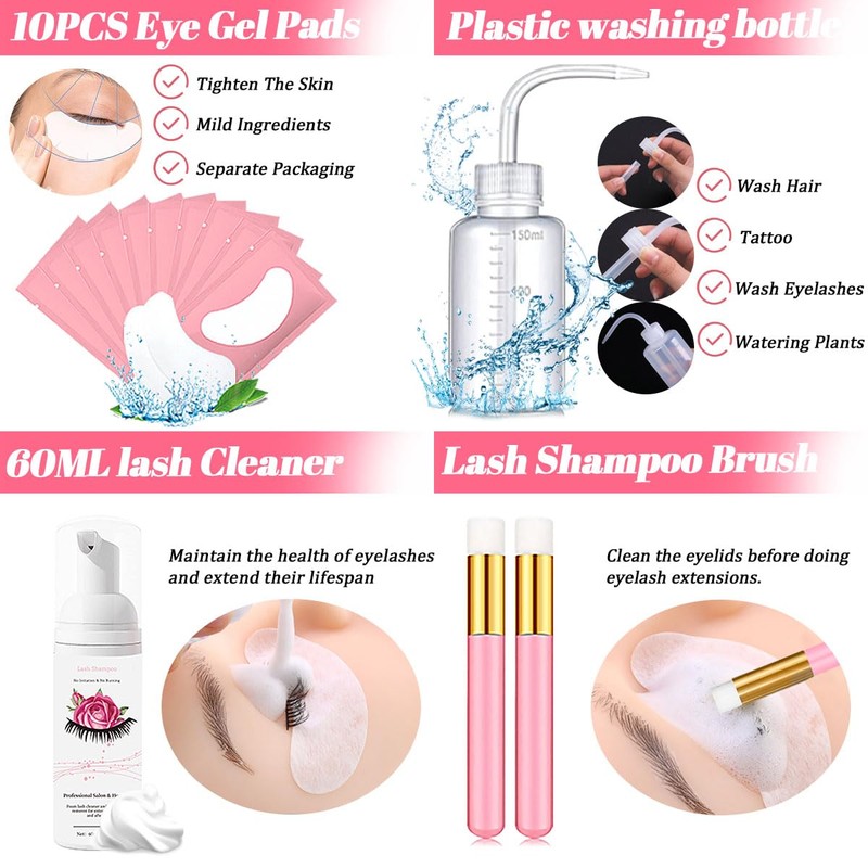 Eyelash Extension Set for Beginners Lash Mannequin Head with Replaced
