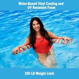 IMMERSA Jumbo Swimming Pool Noodles, Premium Soft Water-Based Vinyl Coating and UV Resistant Foam Noodles for Swimming and Floating, Lake Floats, Pool Floats for Adults.(Colorful Stripes)