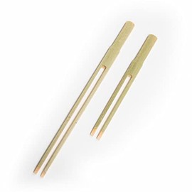 CANAPE KING Wooden Two Prong Skewer - 100 Pcs Disposable Eco-Friendly Bamboo Cocktail Food Picks Fruit Long Prongs Forks - Ideal for Appetisers Barbecues Grill (12cm)