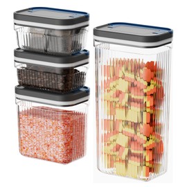 LINKLIFE 4 PACK Dog Treat Container 0.6 Qt*2+1.5 Qt+3.4 Qt, Airtight Food Storage Container, Clear Food Grade Canisters with Lids, Dog Treat Jar Food Canister Set for Dog Food, Snack, Cookie