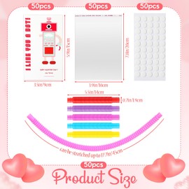 JellyArch 50 Sets Valentine's Day Cards with Pop Tubes Valentines Party Favors Gifts Cards Stress Relief Fidget Gifts for Non Candy Exchange