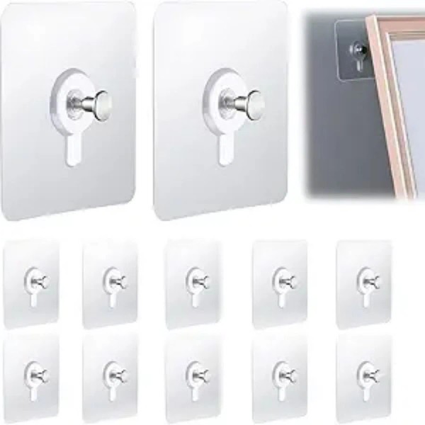 NoBrand Adhesive Hooks, 24 Pcs Picture Hangers Without Nails, Nail