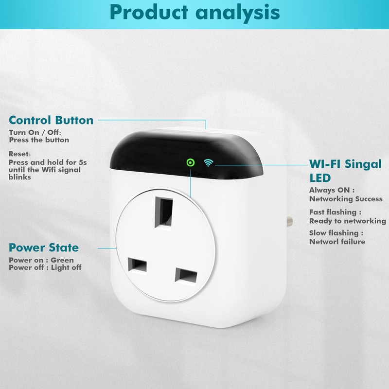 Jadeshay Thermostat, 10A Programmable WIFI thermostat Socket Digital Smart Heating