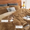 PHF Fluffy Taupe Faux Fur Duvet Cover Set Queen, Luxury