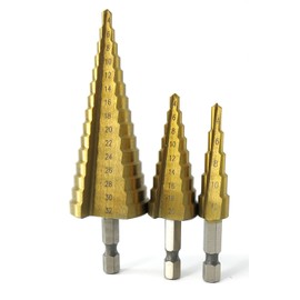 3pcs 4-12/20/32mm Step Drill Bits High Speed Steel Cone Titanium Coated Tool Sets Hole Metal Cutter