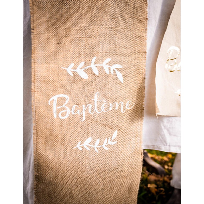 Generique - Jute Flocked Christening Table Runner 28cm x 5m