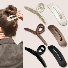 6 Pcs Large Matte Hair Claw Clips, 2 Styles Large Claw Clips for Thin Fine Thick Hair, Flat Hair Clips French Hair Barrette Stylish, No Slip Big Jaw Butterfly Clip for Women Girls