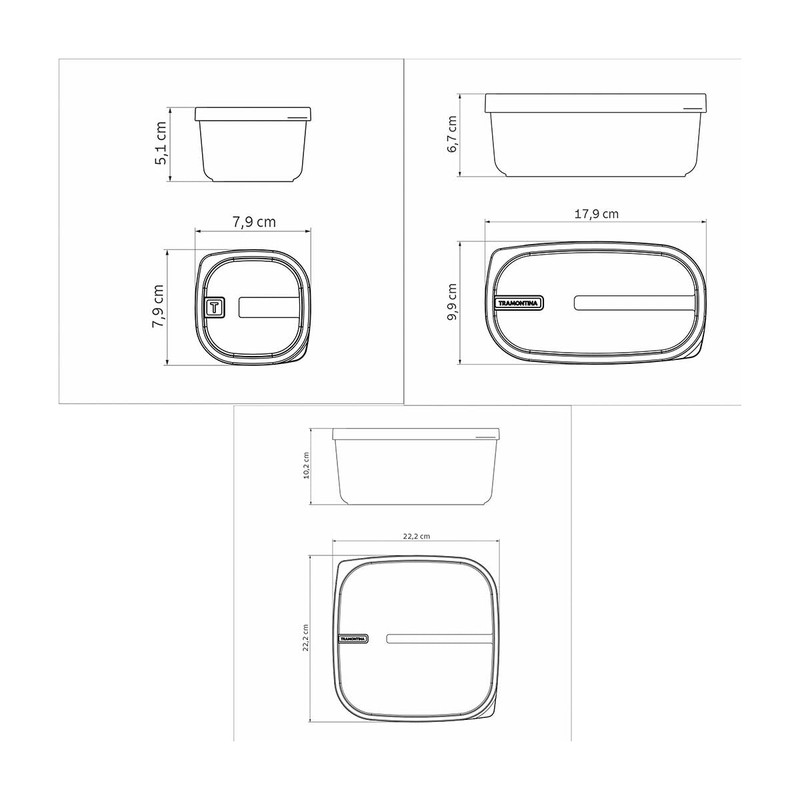 Tramontina 7 Pcs. Sage Green Polypropylene Containers Set with Transparent