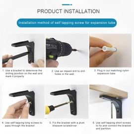 XSQD Pack of 4 Shelf Brackets, 90° Triangular Support Wall Boom, Shelf Brackets Heavy Duty, Anti-Corrosion Wall Mount Shelf, Layer Plate Brackets (with Installation Screws)