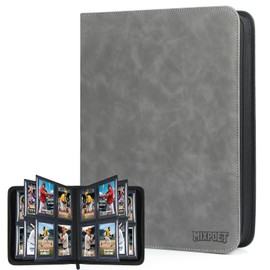 MIXPOET Top Loader Card Binder 4 Pocket with Sleeves Holds 112 Top Loaders Storage, Trading Cards Collector Album, Sports Cards YGO MTG TCG, Collection Folder Collectible Games (FOR TOP LOADERS ONLY)