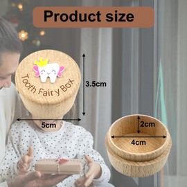 QZKJQDD 1 Pcs Tooth Fairy Box, KidsTooth Box, 3D Carved Wooden Teeth Keepsake, Keep The Childhood Memory for Tooth Loss Baby Birthday Gifts, for Storing Baby's Dropped Baby Teeth