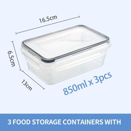 Goldeluxe 3 x 840ml Food Storage Containers with Lids, Freezer Containers, BPA Free and 100% Airtight