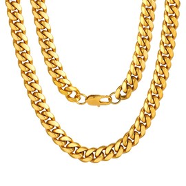 Men Chain Gold Plated Necklace Stainless Steel Hiphop Rapper Jewelry Mens Gifts for Mens 22inches