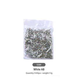 DIAO79NI Rhinestones 1440pcs SS8 Glass Nail Art Crystal AB Color Flatback Gemstones for Crafts Nails Makeup Bags and Shoes Decoration（SS8, AB Color）
