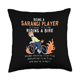 sarangi player Like Riding Bike Cyclist Funny Throw Pillow