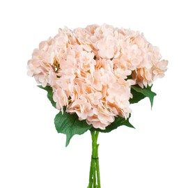 Fake Light Pink Hydrangea Artificial Flowers Bouquet 3pcs Real Touch Silk Fake Hydrangeas Heads with 176 Petals and Stems Faux Hydrangeas Blush Flowers for Table Centerpieces Party Floral Arrangements