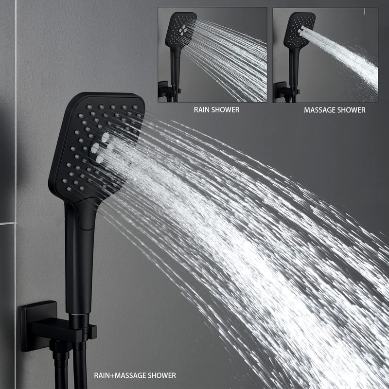 Gabrylly 3-Setting High Pressure Handheld Shower Head,Matte Black（only shower head）