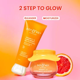Dot & Key Vitamin C Daily Glow Boosting Skincare Combo (Moisturizer 60ml & Face Wash) For Glowing Skin All Skin Types For Women & Men