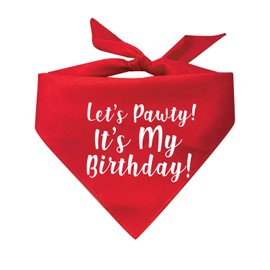 My Dog Bandana Lets Pawty! Its My Birthday! Printed (Assorted Colors)