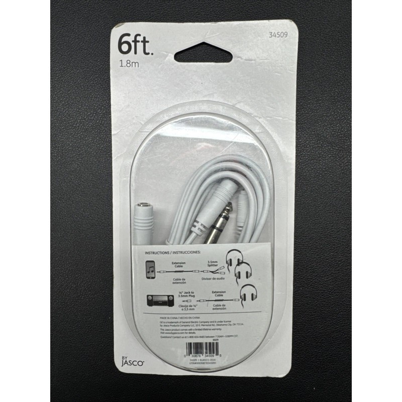 GE Universal Audio Extension Kit 6ft 34509 White. Splitter And