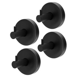 bathiin Suction Cup Hooks, No Drill Suction Hooks for Bathroom for Shower Wall for Window Glass Door Wall, Bath Robe Looafh Hook for Hanging, 4 Pack, Black