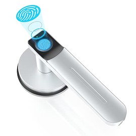 Foxgard Smart Fingerprint Door Lock,Keyless Entry Door Lock with Handle,Biometric Door Lock,Room Door Lock for Home/Storage /Bedroom/Office and Other Private Spaces (Silver)