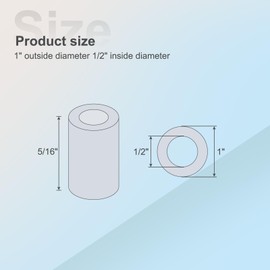 HiPicco Aluminum Spacers 1/2" Bore x 1" OD x 5/16" Length Unthreaded Standoff Bushing Plain Finish Round Metal Spacer, Fits Screws Bolts Rods 1/2" or M12, Oxidized Finished 10 Pack
