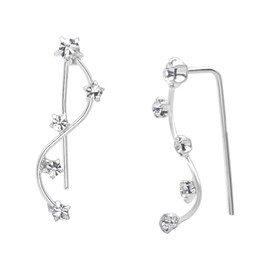 Silverly 925 Sterling Silver Star Constellation Climber Earrings With 5 Cubic Zirconias - Dainty Wavy Ear Climbers - Celestial CZ Jewellery for Women - Crystal Gemstone Vine Crawlers