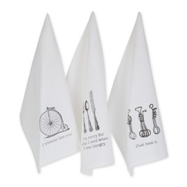 DII Decorative Printed Kitchen Towels Absorbent & Fast-Drying Tea Towel Set, 18x28, Vintage Print, 3 Piece