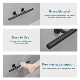 BWE Shower Foot Rest for Shaving Legs Wall Mount Shower Foot Ledge Anti-slip Shower Foot Ledge foeInside SPA Bathrooms Black