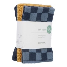 Ecovask Dish Cloth 3pc Variety Pack Organic Cotton, Pool Party
