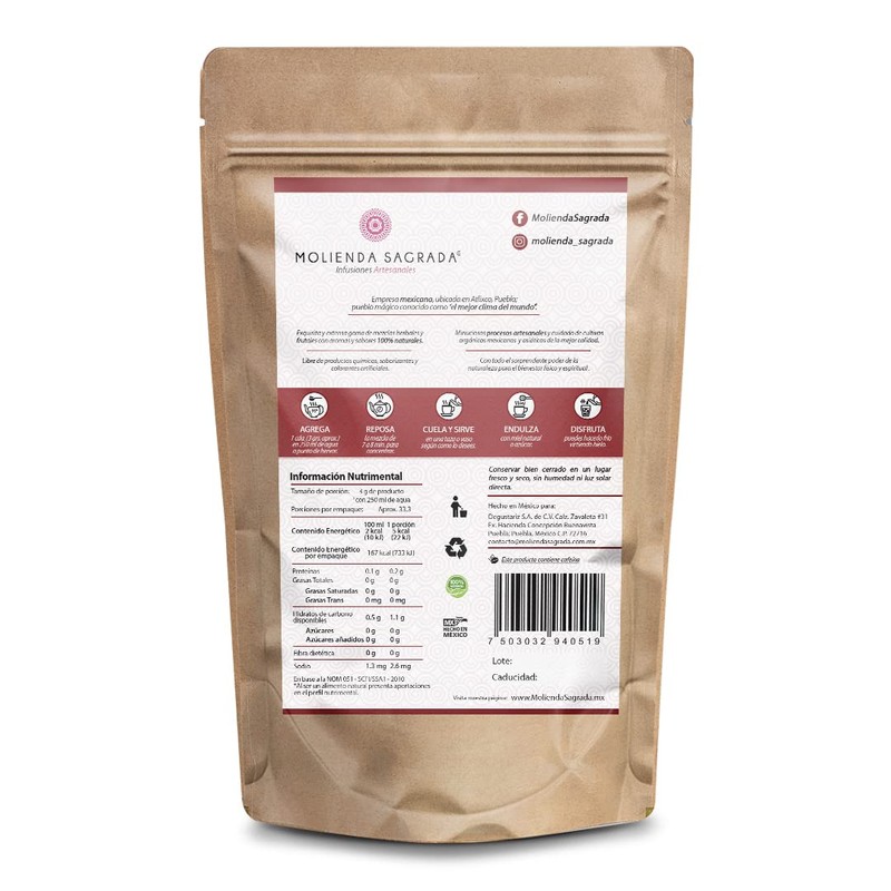 Molienda Sagrada Té Rojo Cacao/Infusión de Corteza de Cacao con