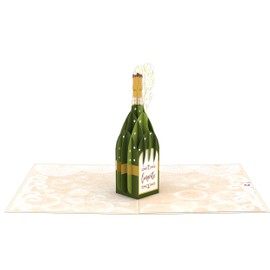 Lovepop® 3D Pop-Up Card Champagne Bottle with Popping Cork for Wedding, Birthday, Anniversary, Promotion, Congratulations, Congratulations, Includes Envelope & Hidden Compartment for Money & Vouchers