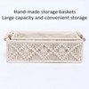 AIMALL Hand-Woven Cotton Rope Storage Basket with Wooden Handles, Square